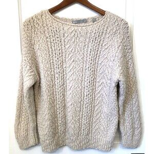 Vince Twisted Cable Chunky Knit Roll Collar Fishman Small Sweater Wool Cashmere